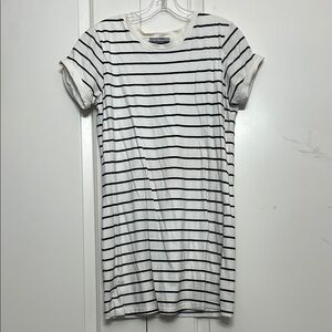 Lulu's Black and White Mini Dress Casual Crew Neck Short Sleeve